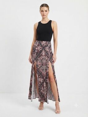 Charlotte Russo Double Split Printed Maxi Shirt